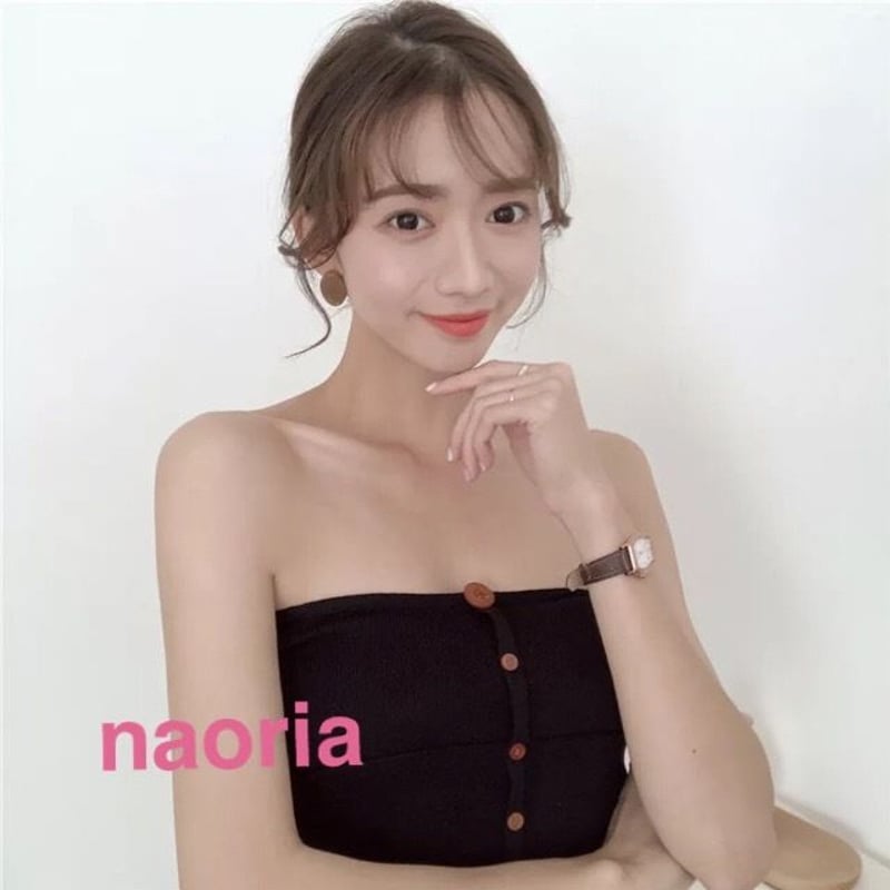 即納 3色展開フロントボタンベアトップ | naoria