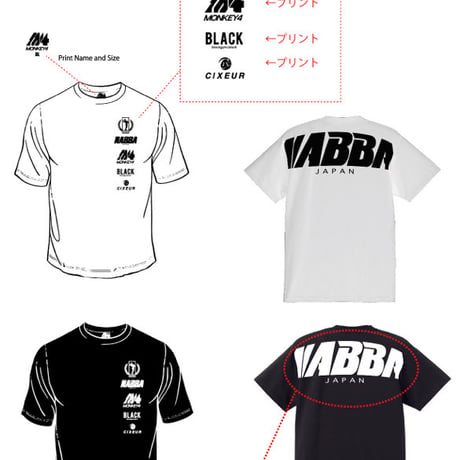MONKEY4✖️NABBA JAPAN ⁡ [Big logo T-shirt  BLACK ］