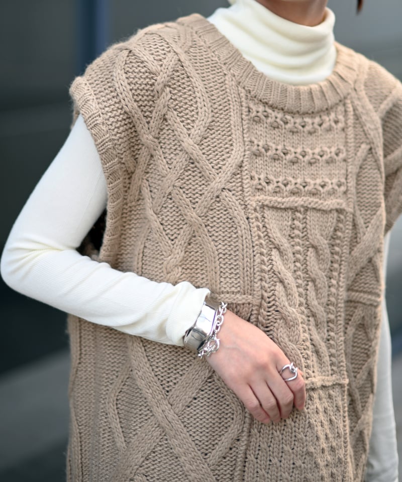 Theory 24AW 完売 アランケーブル柄 クルーネックニットベスト
