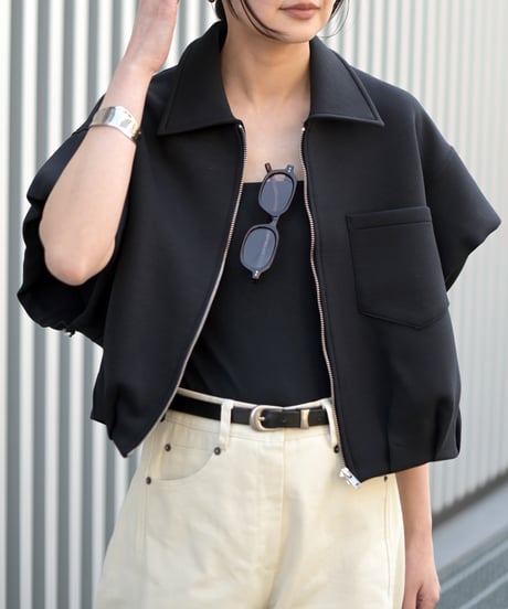 ストリングZIPショートブルゾンベスト