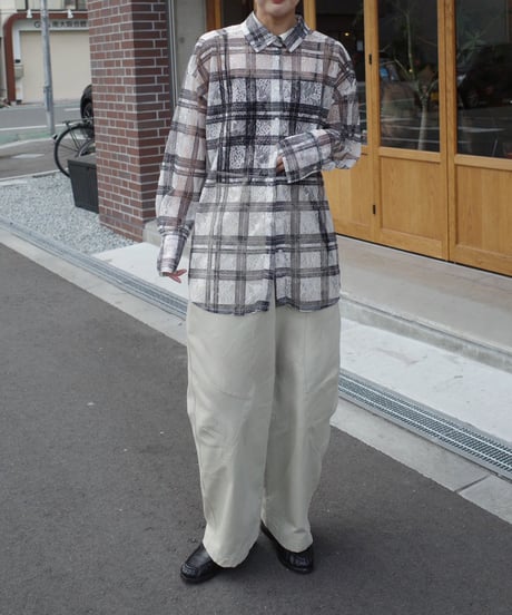 レースチェックシアーシャツ