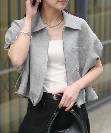 ストリングZIPショートブルゾンベスト