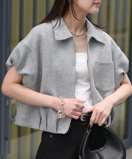 ストリングZIPショートブルゾンベスト