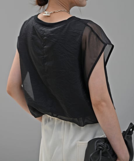 [冷感]オーガンジーレイヤードフレンチスリーブTOPS
