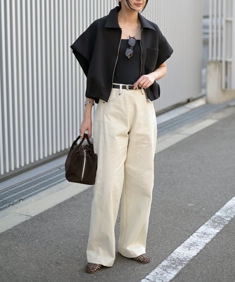 ストリングZIPショートブルゾンベスト