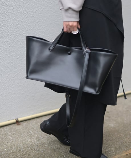 Leather Wide Tote Bag