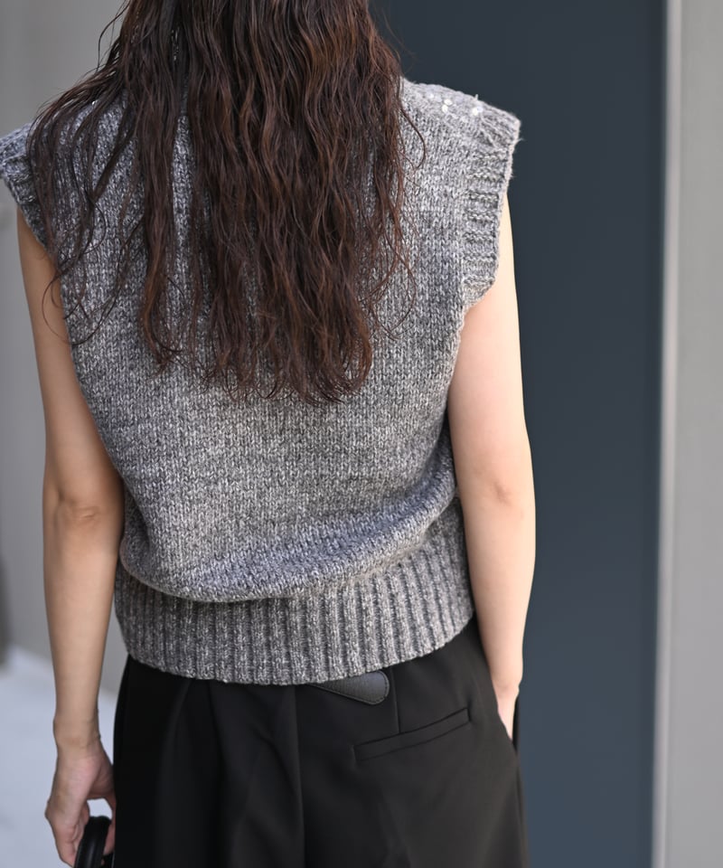 MARINA RINALDI マリナリナルディ ニット ベスト スパンコール MARINA RINALDI マリナリナルディ ニット ベスト スパンコール