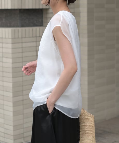 [冷感]オーガンジーレイヤードフレンチスリーブTOPS