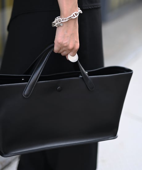 Leather Wide Tote Bag