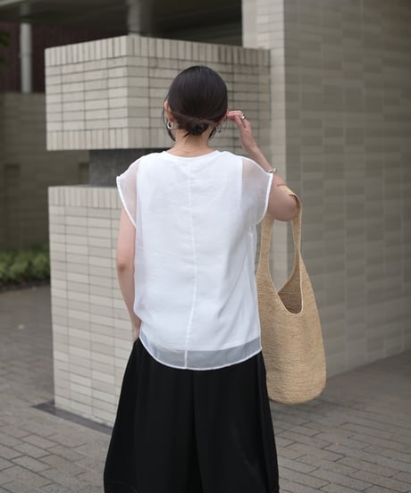 [冷感]オーガンジーレイヤードフレンチスリーブTOPS
