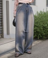 ダーツデザインワイドデニムパンツ