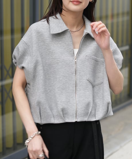 ストリングZIPショートブルゾンベスト