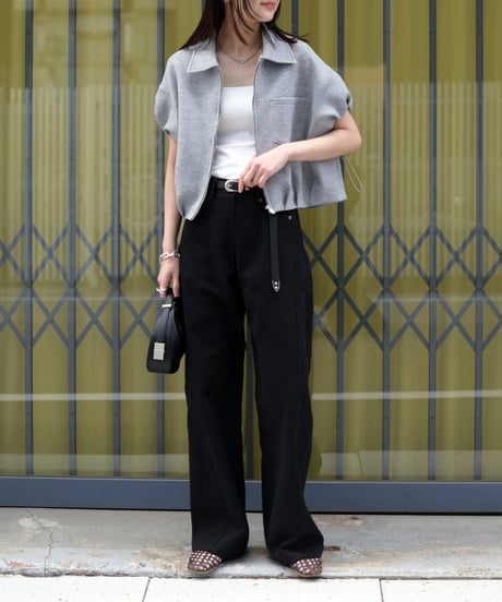 ストリングZIPショートブルゾンベスト
