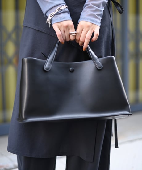 Leather Wide Tote Bag