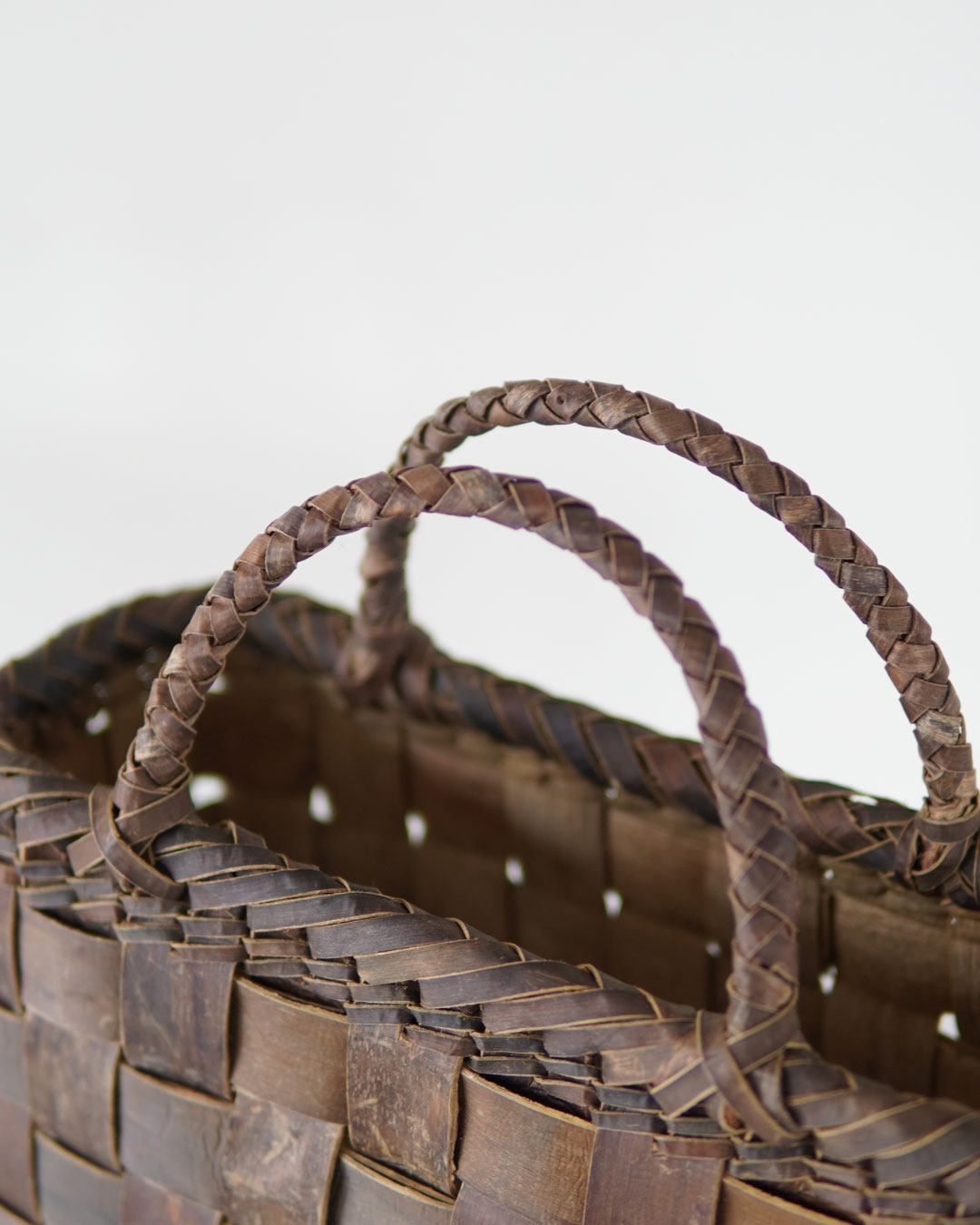 フト編み 裏皮』胡桃樹皮のかごバッグ 横幅30cm (オズのかごバッグ