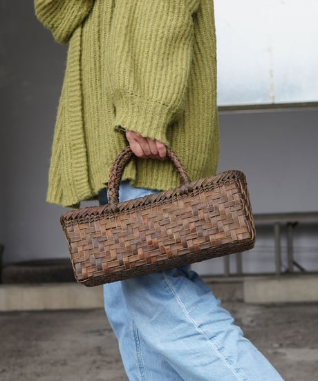 オズのかごバッグ　さわ胡桃　ブローチ(オズ) 沢胡桃のかごバッグ『マチソコチェック』 横幅34cm (オズのかご