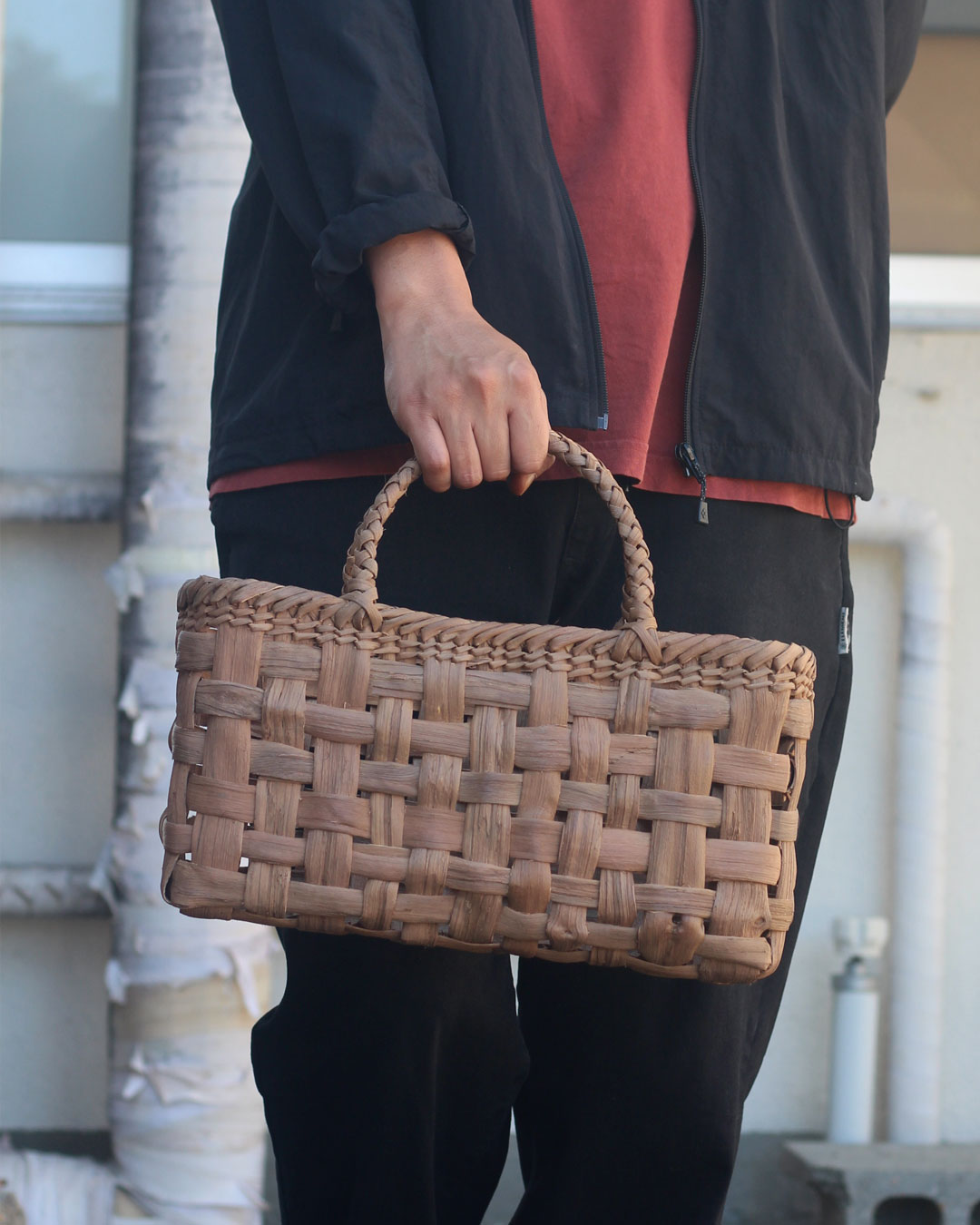 山葡萄 ざっくり編み かごバッグ 横幅35cm (オズのかごバッグ) | オズ