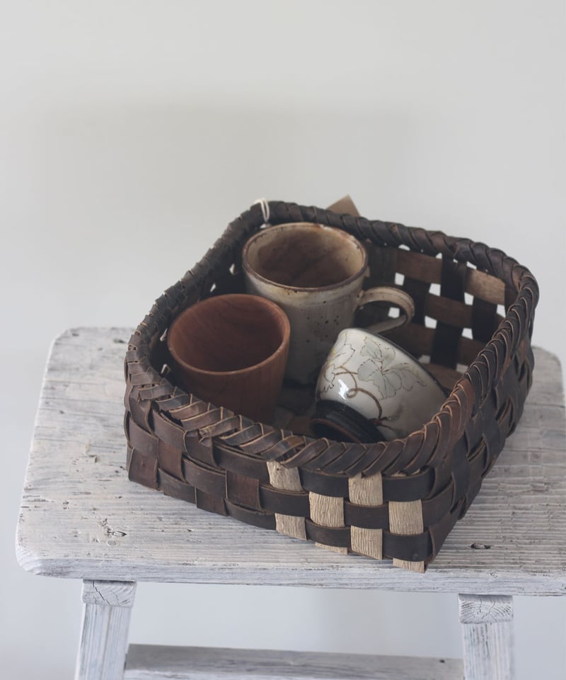 沢胡桃 裏皮の置き籠 平織り (オズのかごバッグ) | オズのかごバッグ 