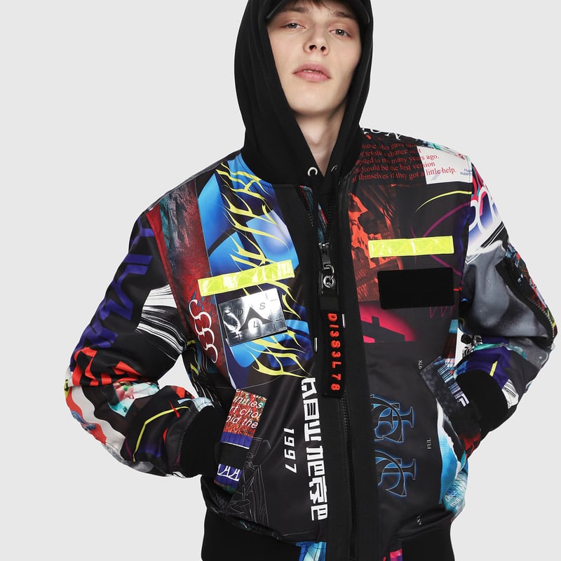 新品★タグ付き　DIESEL ヒッコリージャケット DIESELディーゼル限定ヒッコリーカバーウォールデザインジャケットM