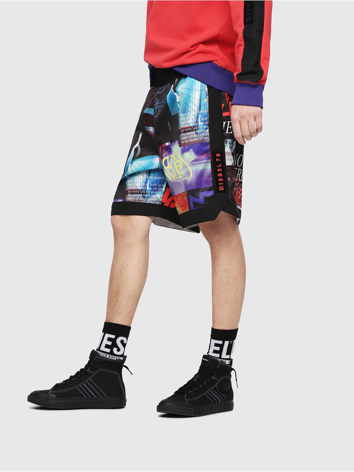 DIESEL P-KUMI-PRINT サテン ショーツ S-