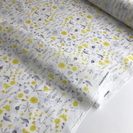 カットクロス・meadow flowers 白 / 60番手ローン 50cm×72cm