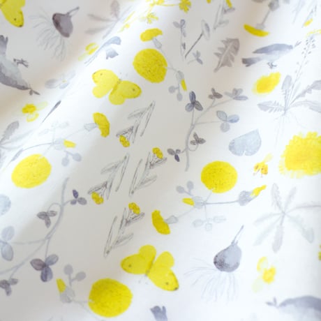 カットクロス・meadow flowers 白 / 60番手ローン 50cm×72cm