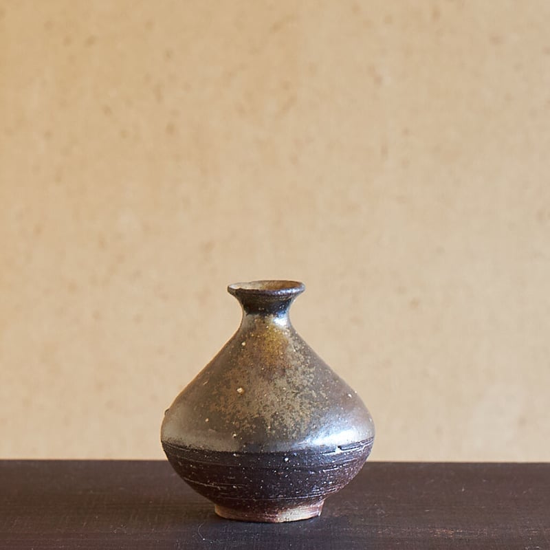 信楽焼【良博】銘共箱信楽ビードロ釉壺花入れ花瓶オブジェ
