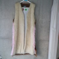 Ecofur long gilet Cream/Brown