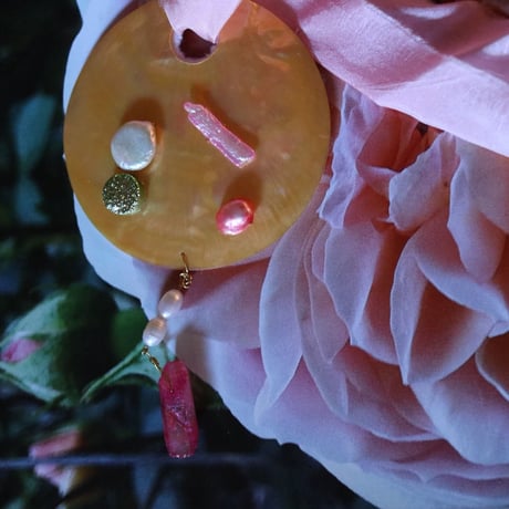 手染めsilk ribbon/ shell necklace 4color