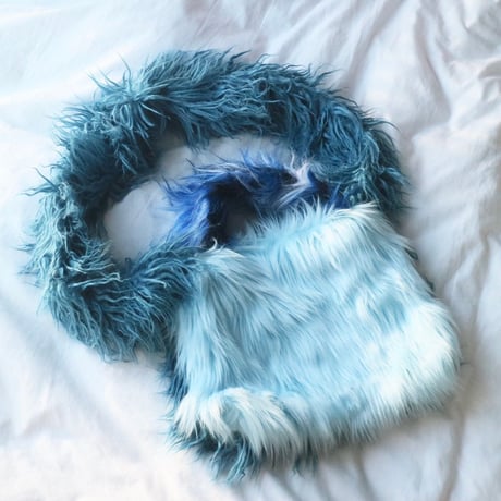 Eco fur  cross body Bag Blue