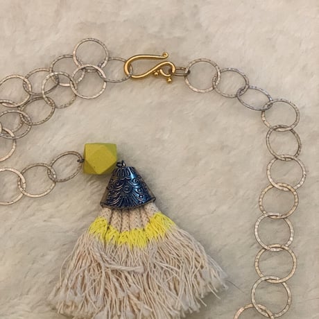Wood top necklace Blue
