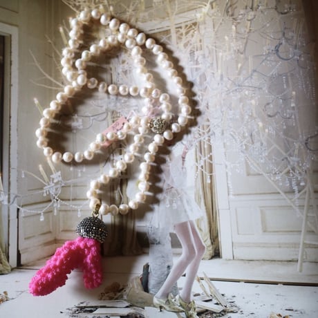 Pearl /pink coral long necklace