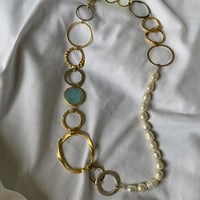 Pearl Agate  チェーンネックレス Blue