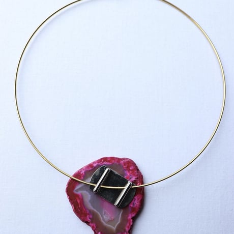 Choker necklace gold/pink