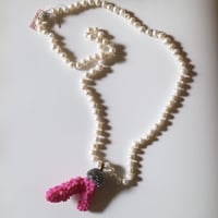 Pearl /pink coral long necklace