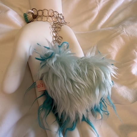 Heart Ecofur Necklace  pink / chain