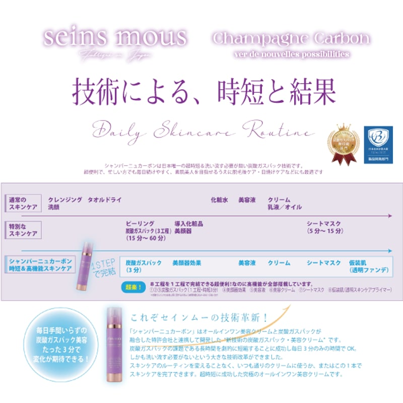 Renewal!!]洗い流さない炭酸ガスパック「シャンパーニュカーボン