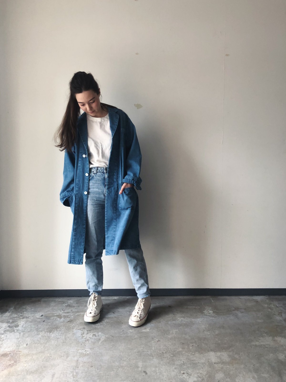WHYTE COAT OVER WASHED BLACK DENIM | panenkatok