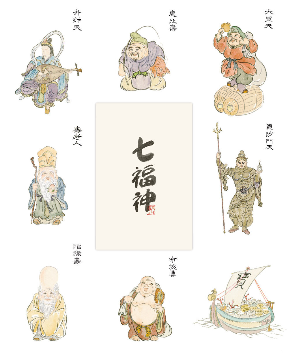 絵はがき 七福神 1「七福神」セット 8枚入り | 【京はし満津金】東京都