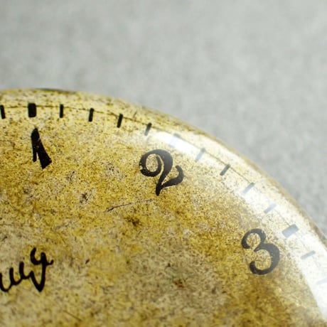 古時計の大きな文字盤ブローチ #010【直径39mm】