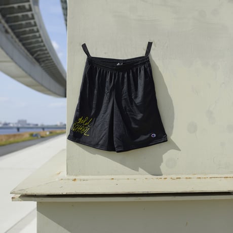 gold school nylon mesh shorts