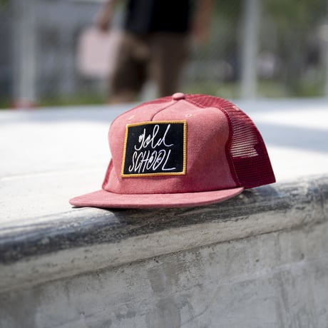 gold school logo mesh cap