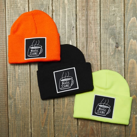 gold school coffee cup beanie