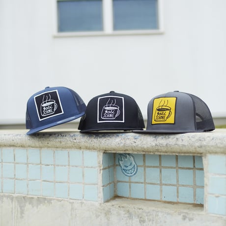 gold school coffe cup mesh cap