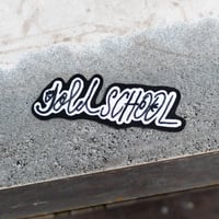 gold school logo chain stitch patch