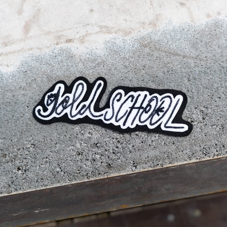 gold school logo chain stitch patch