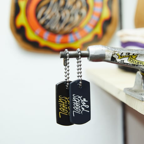 gold school dog tag