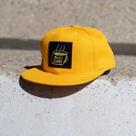 gold school coffee mag yellow cap