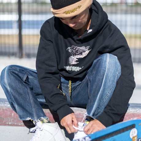 gold school raven hoodie