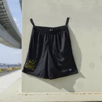 gold school nylon mesh shorts